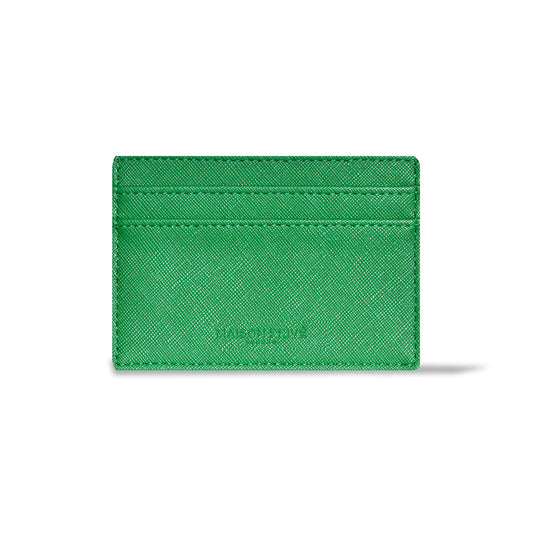 CARD HOLDER IN GREEN SAFFIANO LEATHER