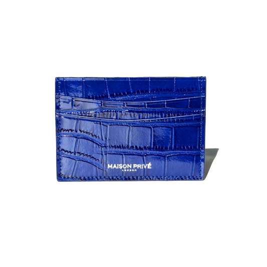 CARD HOLDER IN BLUE CROC LEATHER