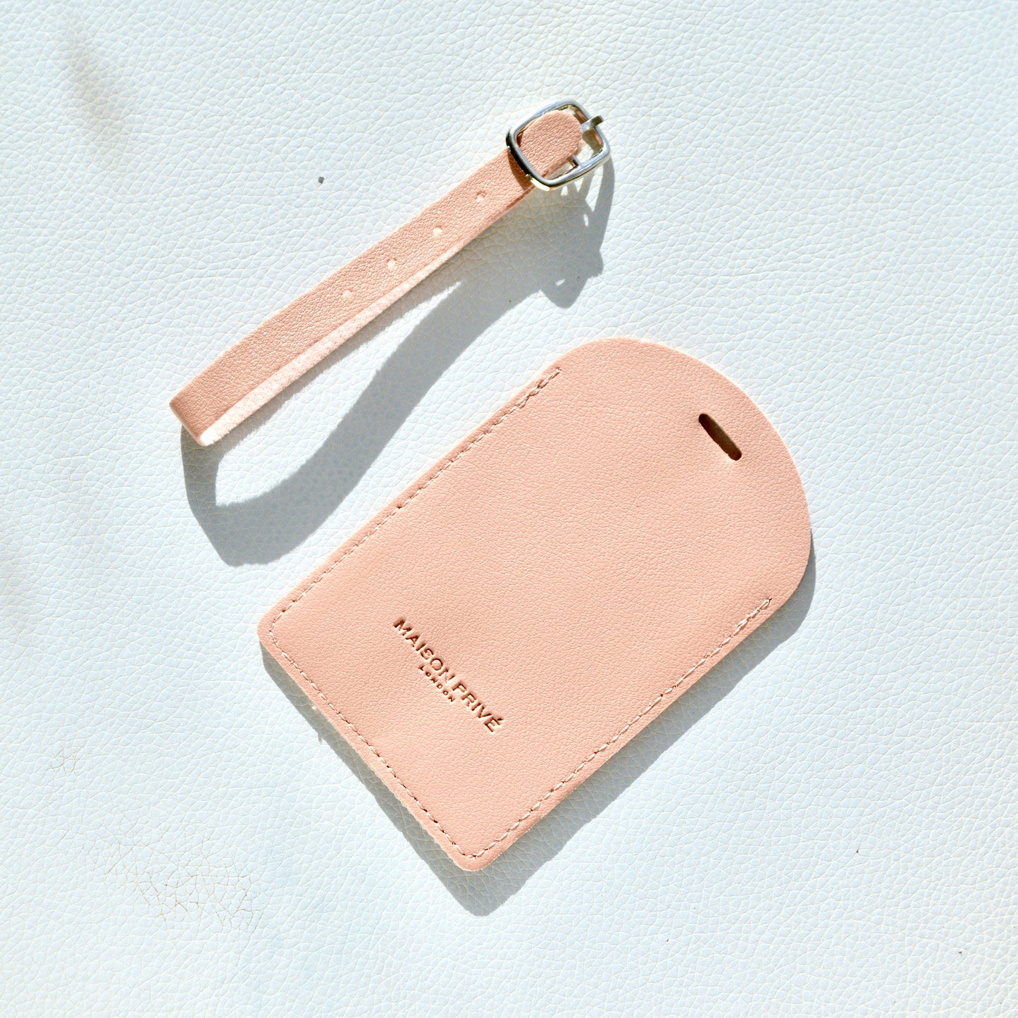 LUGGAGE TAG IN PINK SAFFIANO LEATHER