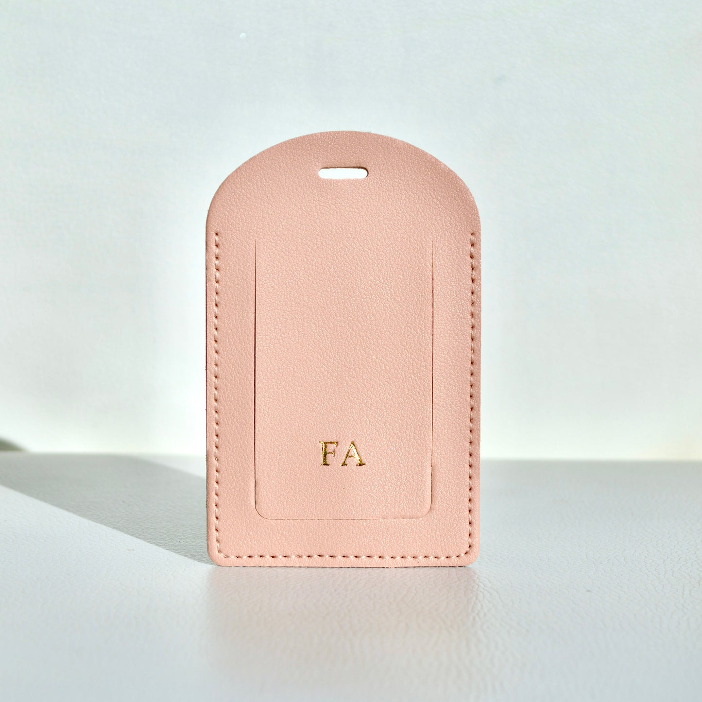 LUGGAGE TAG IN PINK SAFFIANO LEATHER