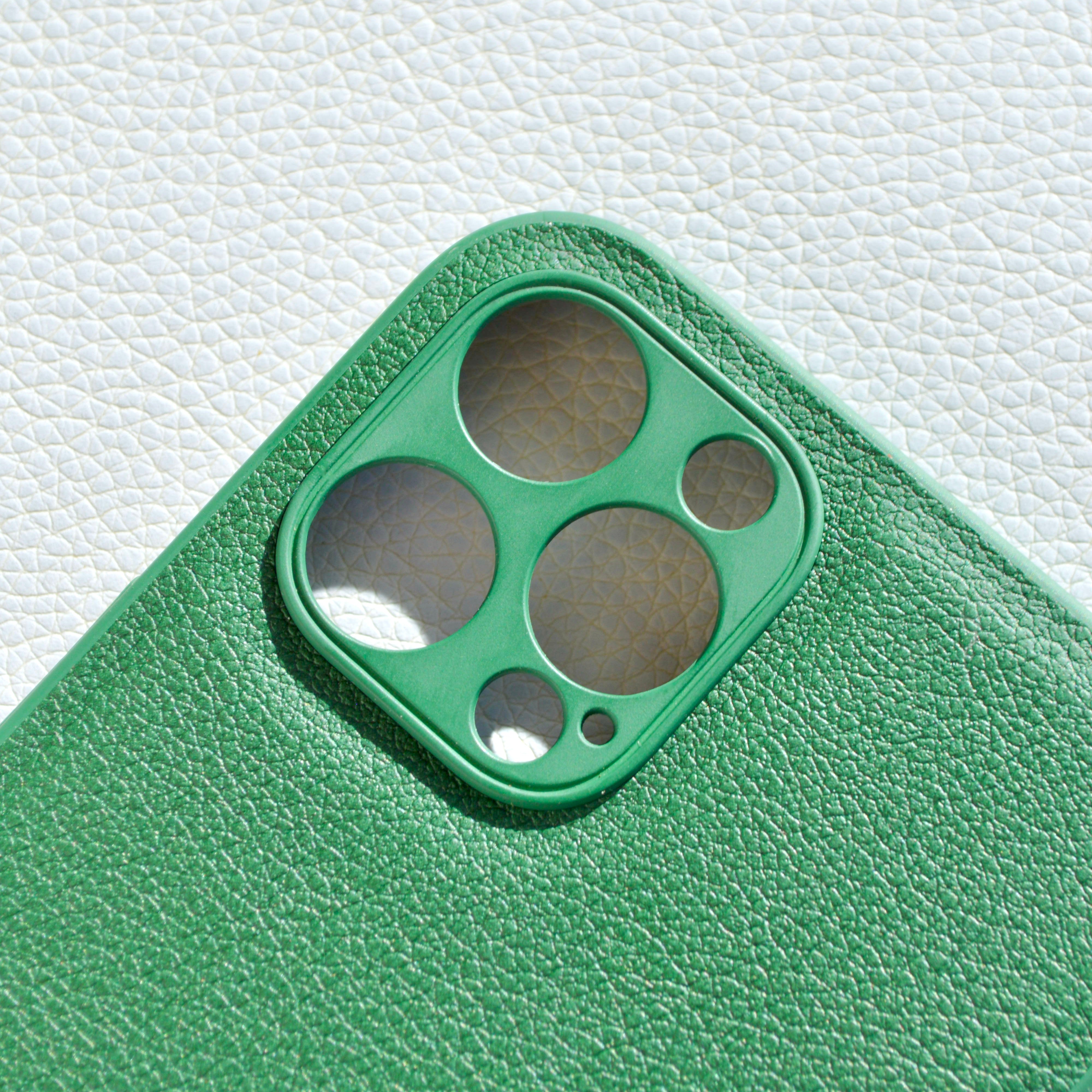 PHONE CASE IN GREEN SAFFIANO LEATHER