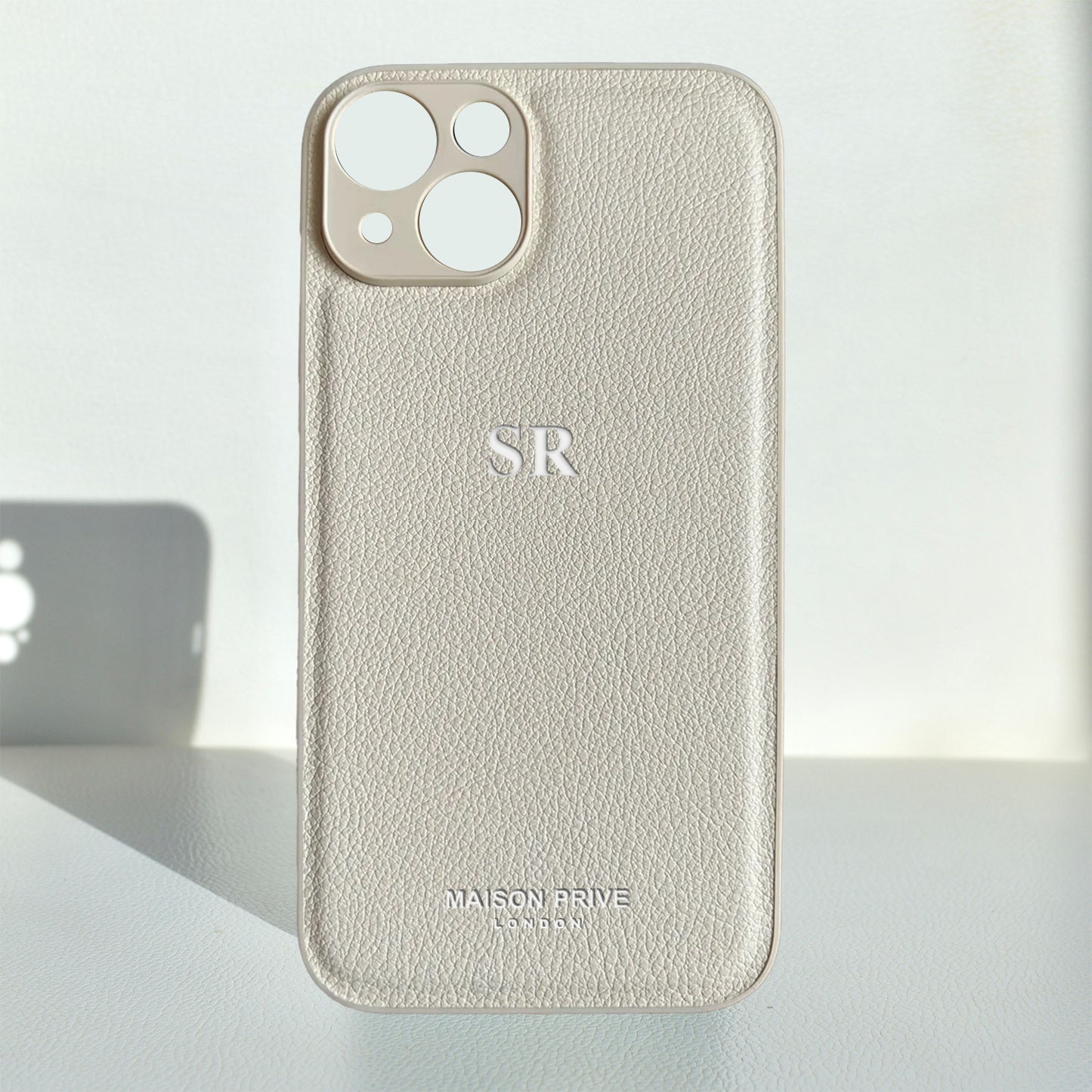 PHONE CASE IN IVORY SAFFIANO LEATHER