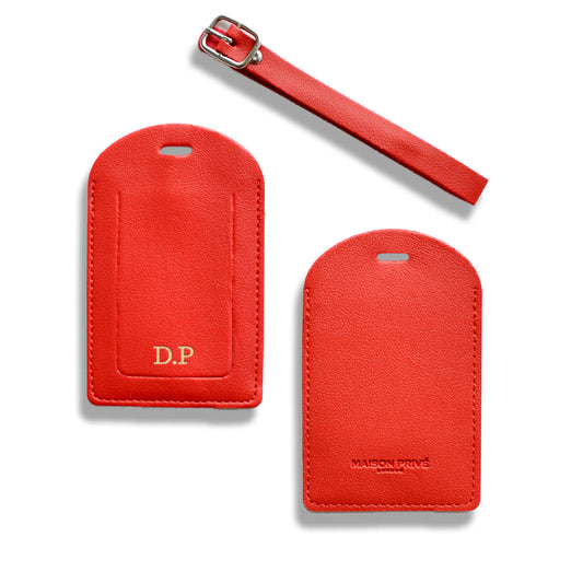 LUGGAGE TAG IN RED SAFFIANO LEATHER