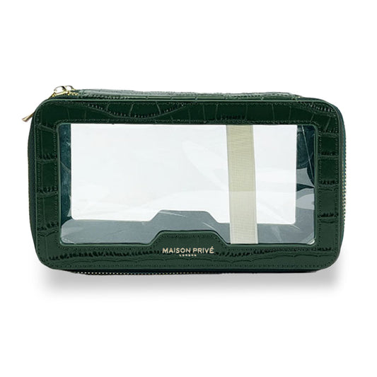 MAKEUP BAG IN GREEN CROC LEATHER