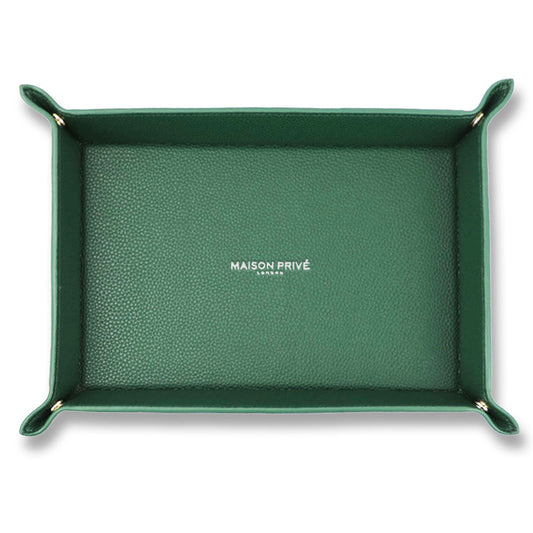 SIDE TRAY IN GREEN SAFFIANO LEATHER
