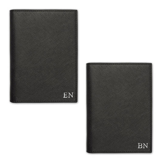 HIS & HERS PASSPORT COVER BUNDLE IN BLACK SAFFIANO LEATHER