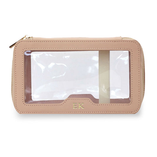 MAKEUP BAG IN NUDE SAFFIANO LEATHER